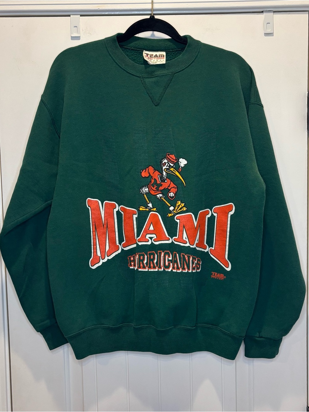 Vintage Team Apparel University of Miami Hurricanes Green Crewneck Large